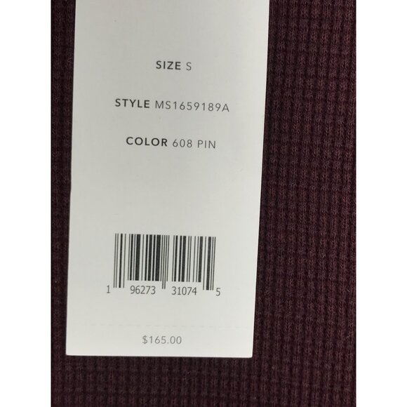 Vince Mens Pima Cotton Thermal Waffle Knit Long Sleeve Shirt Burgundy Small NEW - Picture 5 of 7